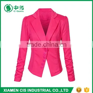Latest Design Pure Pink Color Multi Buttons Ladies Slim Fit Blazer thumbnail-1