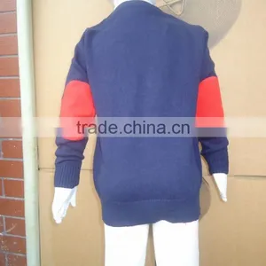 2016 Kids Navy Blue Hand Knitted Elbow Patche Sweaters for Babies thumbnail-1