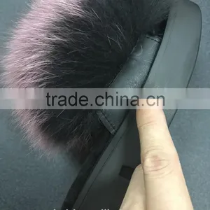 2017 Real Fox Fur Slippers Women Fashion Spring Summer Autumn Home Slides Indoor Outdoor Flat Flip Flops Fslipper-7 thumbnail-2
