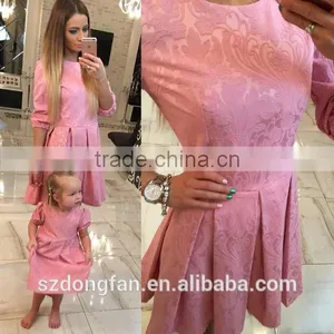 Pastel Pink/ Blue Family Outfits Mother And Daughter Dress Child Dress thumbnail-2