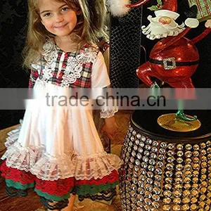 Girls Classic Long Sleeved Plaid Vintage Lace Embellished Nightgown Baby Christmas Sleepwear thumbnail-4