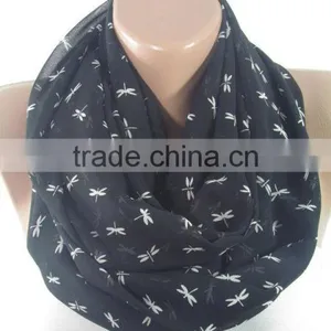 Dragonfly Scarf Black Scarf Shawl Infinity Scarf Animal Scarf Winter Women Fashion Accessories Valentine Gift For Her Girlfriend thumbnail-1