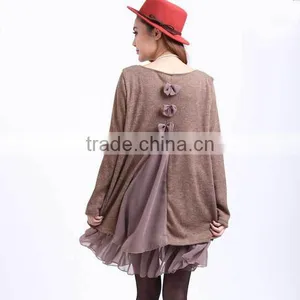 Walson 2017 Spring New Large Size Women Dresses Fat mm Solid Color Long-sleeved Plus Fertilizer Increase Loose Dress Women Cloth thumbnail-2
