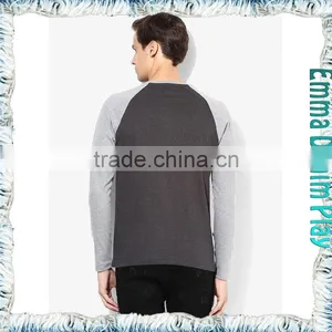 High Quality Custom Design Mens Long Sleeves Contrast Color O-Neck T Shirts thumbnail-2