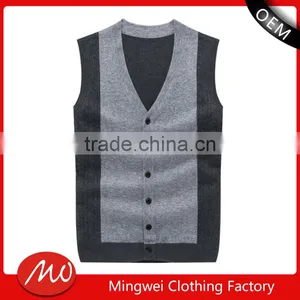 Man Cheap Sleeveless Button Polyester Knitted Sweater Vest With Lowest Price thumbnail-1