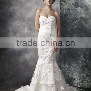 Mermaid Sweetheart Court Train Wedding Dress Elegant Lace and Satin Bridal Gown AS30202 thumbnail-3