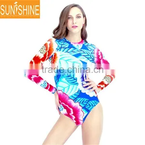 85% Polyester 15% Spandex Sublimation Zipper Long Sleeve Swimwear thumbnail-1