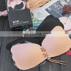 Strapless Bra Self Adhensive Backless Invisible Brassiere A B C Cup,Sexy Push Up Bra Beige Black thumbnail-1
