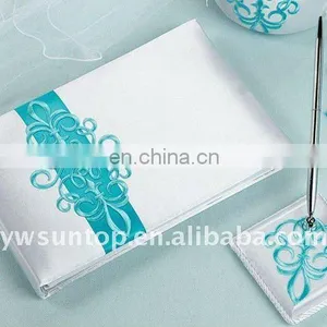 Blue Stain Wedding Guest Book and Pen Holder Set thumbnail-1