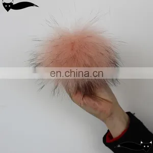 Stylish Chintz Rose 14cm Raccoon Fur Ball thumbnail-1