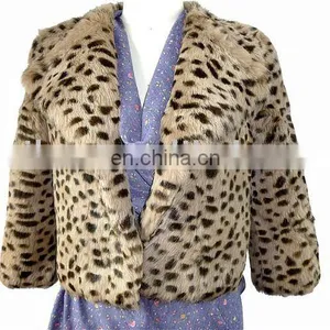 Ladies Leopard Rabbit Fur Vest thumbnail-1