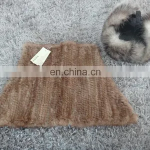 Knitted Mink Fur Tube Cape for Women thumbnail-6