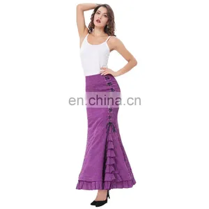 Belle Poque Women Vintage Retro Victorian Style High Stretchy Ruffled Fishtail Mermaid Long Skirt Women Sexy Skirts BP000204-4 thumbnail-3