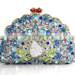 Crystal Clutch Bags With Stone Fushia Color Handmake Evening Clutch Bags for Party thumbnail-4