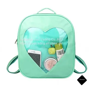 Candy Leather Backpack Plastic Transparent Heart Beach Girsl School Bag thumbnail-1