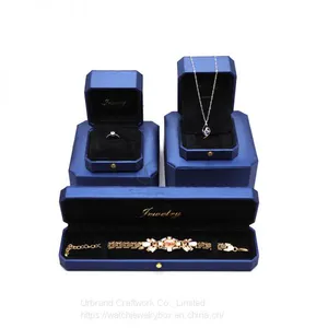 Unique Hot Sale Custom Brand PU Leather Jewelry Set Box Plastic Gift Box for Necklace Ring Pendant Bracelet Jewelry thumbnail-1