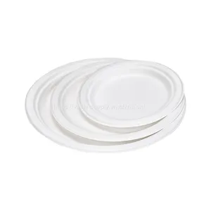Eco Friendly Disposable Dishes-sugarcane Plates White Round Bleached 22 Cm-ecological Disposable Dishes Plates for Parties Disposable Plates Dishes thumbnail-3