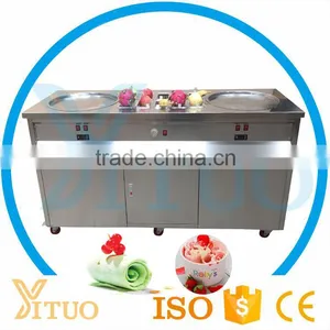 Double Flat Pan Fried Ice Cream Machine, Thailand Roll Ice Cream Maker, China Two Secop Compressor Fried Ice Cream Machine thumbnail-1
