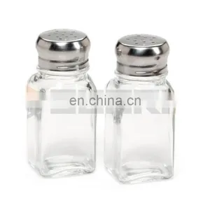 85ml Square Glass Bottle Salt Pepper Shaker With Metal Lid thumbnail-4