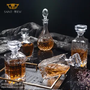 Square Restaurant Bar Home 700ml/750ml Dining Glass Bottle Liquor Gift Set With Stopper Cap Manufacturer thumbnail-4