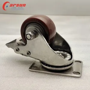 Medium Duty Stainless Steel Casters SS304 Stainless Steel 2.5/3/3.5/4/5/6 Inch PU/PA/TPR/PP Industrial Caster Wheels thumbnail-2