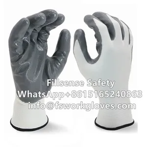 Factory Wholesale 13 Gauge Nylon/polyester Knit Smooth Palm Nitrile Coated Gloves thumbnail-3