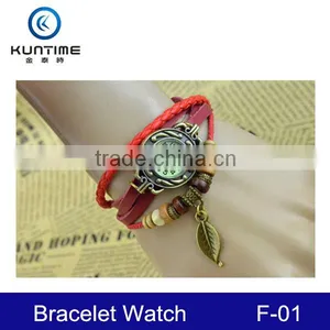 Red Rope Bracelet Vintage Retro Wrap Bracelet Watch thumbnail-1