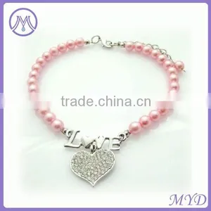 Rhinstone Heart Love Charm Pearl Pet Necklace for Dog and Cat Jewelry thumbnail-4
