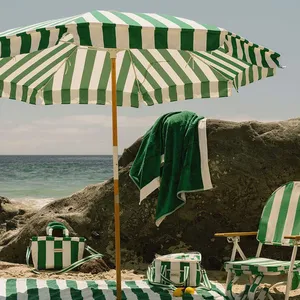 2.5M Large Fringe Beach Umbrellas Wholesale Outdoor Patio Sunshade Umbrella OEM Customized Waterproof Polyester Fabric Aluminum Pole thumbnail-2