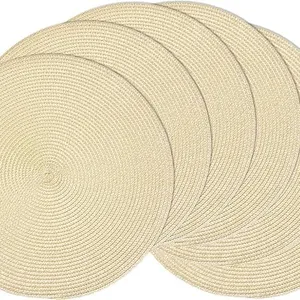 Round Braided Placemats Set of 6, 15'' Heat Resistant Washable Non-Slip Woven Table Mats for Dining Table Kitchen thumbnail-1