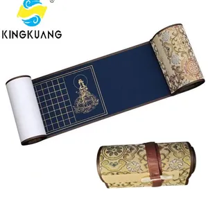 Buddhism Yellow Eternal Blue Xuan Paper Calligraphy Paper Hand Scroll Song Brocade Box Set of Writing The Heart of Sutra thumbnail-2