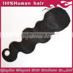 Indian Remy Hair Drawstring Ponytail With Clip, Wrap Around Human Hair Ponytail thumbnail-1