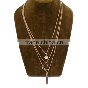 Hot Selling Womens Girls 3 Gold Tone Long Chain Alloy Charms Beads Necklace thumbnail-3
