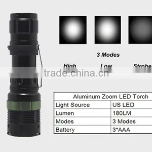 (120242) Zooming Aluminum Alloy 1*18650/3*AAA Police Torch Rechargeable Led Flashlight thumbnail-4