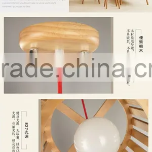 Wooden LED Pendant Light JK-8005B-06 Modern Fashion Designed Solid Wooden Pendant Lamp for Shops thumbnail-5