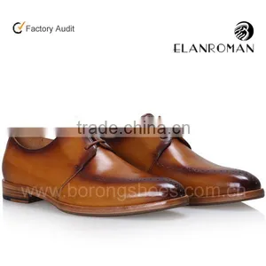 Elegant Italian Calf Leather Derby Design Brown Men Dress Leather Shoes thumbnail-1