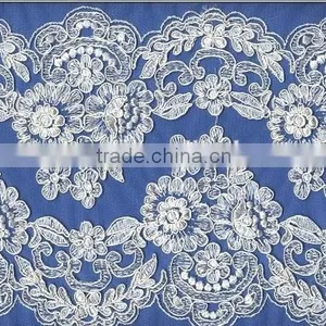 White Border Embroidered Lace for Bridal Wedding Dress thumbnail-1