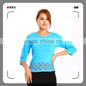 Factory Provide Latest Design Custom Seamless Long Sleeve T-shirts With Lace thumbnail-1