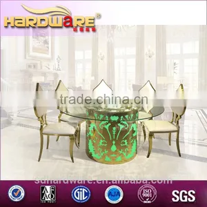 Light up Steel Hotel Dining Banquet Table,led Round Glass Led Table thumbnail-1
