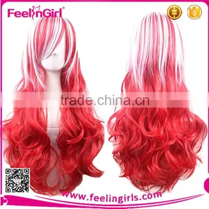 Fashion Cosplay Red Hand Made Lace Wig Synthetic thumbnail-5