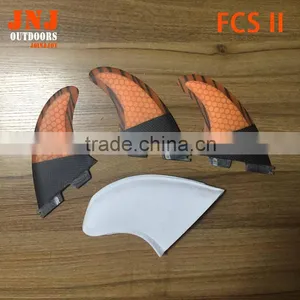 Orange Half Carbon FCS II G5 M Fins With Fiberglass and Bamboo Material for Surfing 002 Size M thumbnail-1