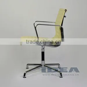 Replica Charles Low Back Ribbed Meeting Chair - Cream White Color Genuine Leather thumbnail-3