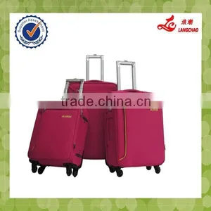 Four Wheels Decent Fashion Girls Pink Fabric Trolley Storage Case thumbnail-1