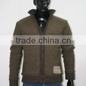 Men's Hooded Cable Knitted Zipper Sweater thumbnail-1