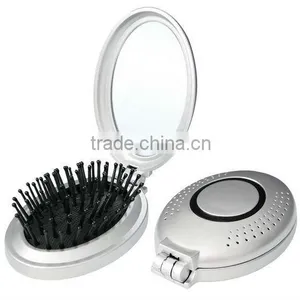 Mini Oval Plastic Pocket Mirror With Comb thumbnail-1
