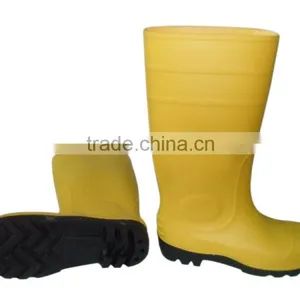 Yellow PVC Rain Boots With Steel Toe,safety Rain Shoes thumbnail-1