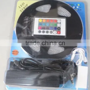 5M 300 Leds 60leds/m 12V SMD 3528 RGB LED Strip Light Flexible Band With 24/44 Keys IR Remote Control +3A Power Supply thumbnail-1