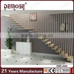 Floating Outdoor Metal Stair Railing With Wood Treads thumbnail-1