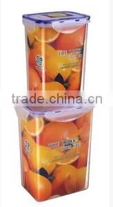 Colorful 2pcs Plastic Stackable Fresh Food Storage Container With Lid thumbnail-1