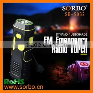 2016 New Arrival Easy Operation Rechargeable Radio Hand Crank AM/FM Radio With Emergency LED Flashlight Torch for Outdoor thumbnail-3
